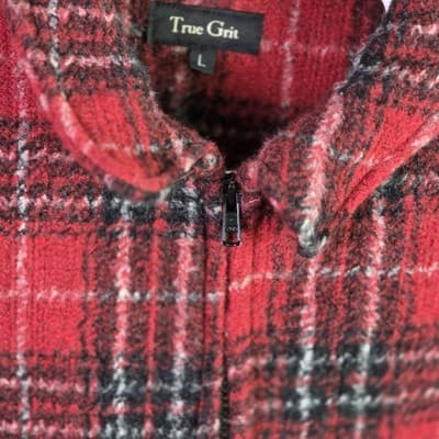 True Grit Women's Large Red Plaid Full Zip Jacket - Thumbnail 3