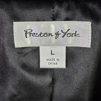 Preston & York Women's Large Black Leather Blend Button Down Jacket - Thumbnail 3