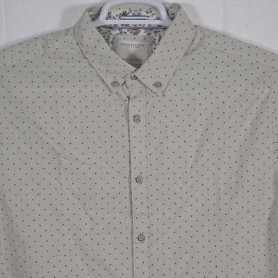 Denim And Flower Men's XL White & Blue Polka Dots Short Sleeve Button Up Shirt - Thumbnail 2