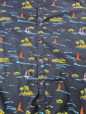 Denim & Flower Mens Large Ricky Singh Blue Slim Fit Button Up Shirt - Thumbnail 2