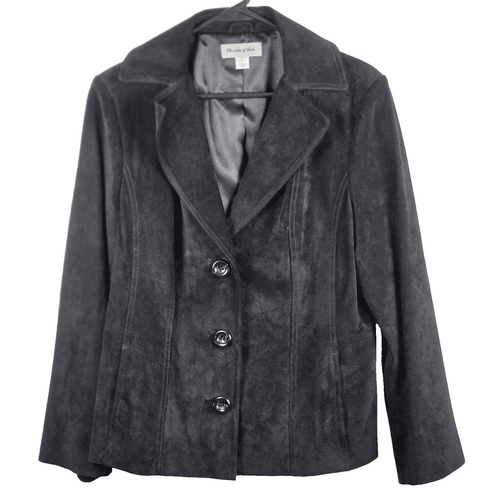 Preston & York Women's Large Black Leather Blend Button Down Jacket - Image 1