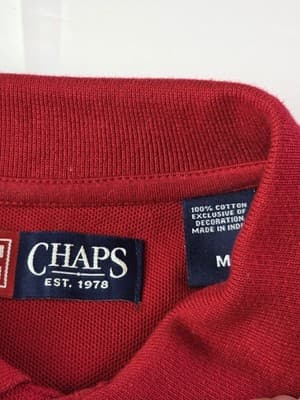 Chaps Ralph Lauren Adult Medium Red Short Sleeve Shirt - Thumbnail 3