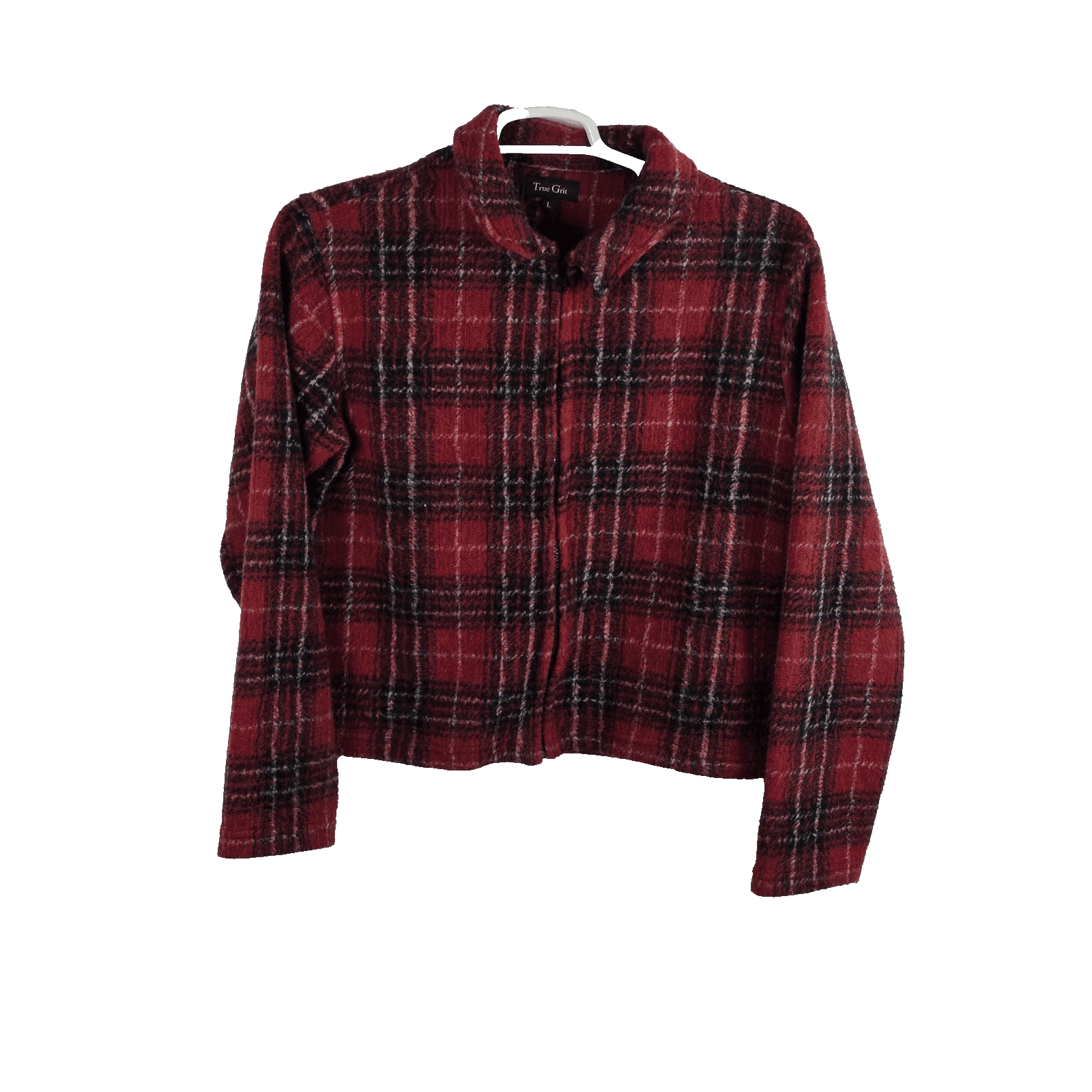 True Grit Women's Large Red Plaid Full Zip Jacket - Image 1