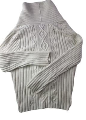 CHAPS Women's XL Ivory Cable-Knit Cowl Neck Sweater - Thumbnail 6