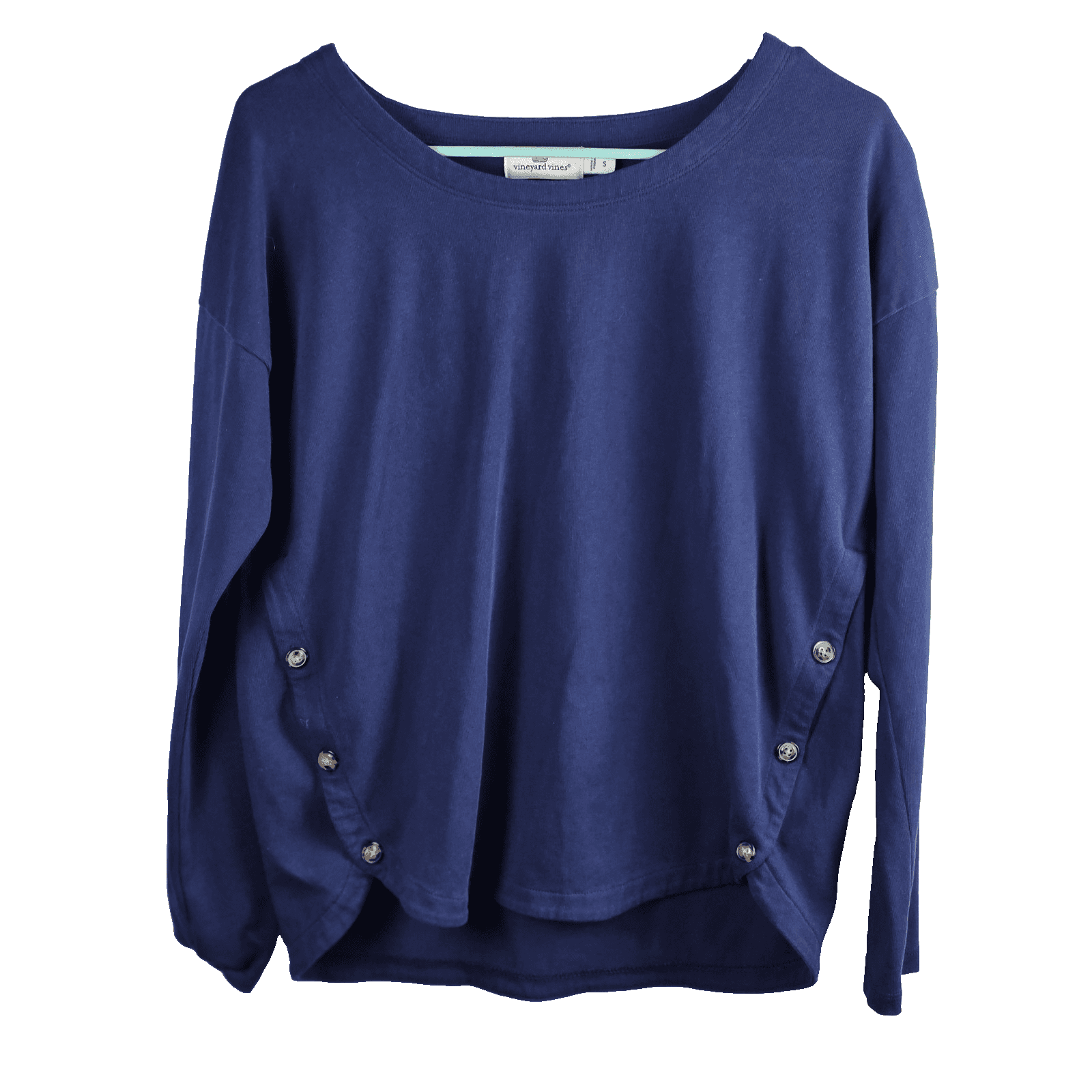 Vineyard Vines Women's Small Navy Blue Long Sleeve Split Blouse - Image 1