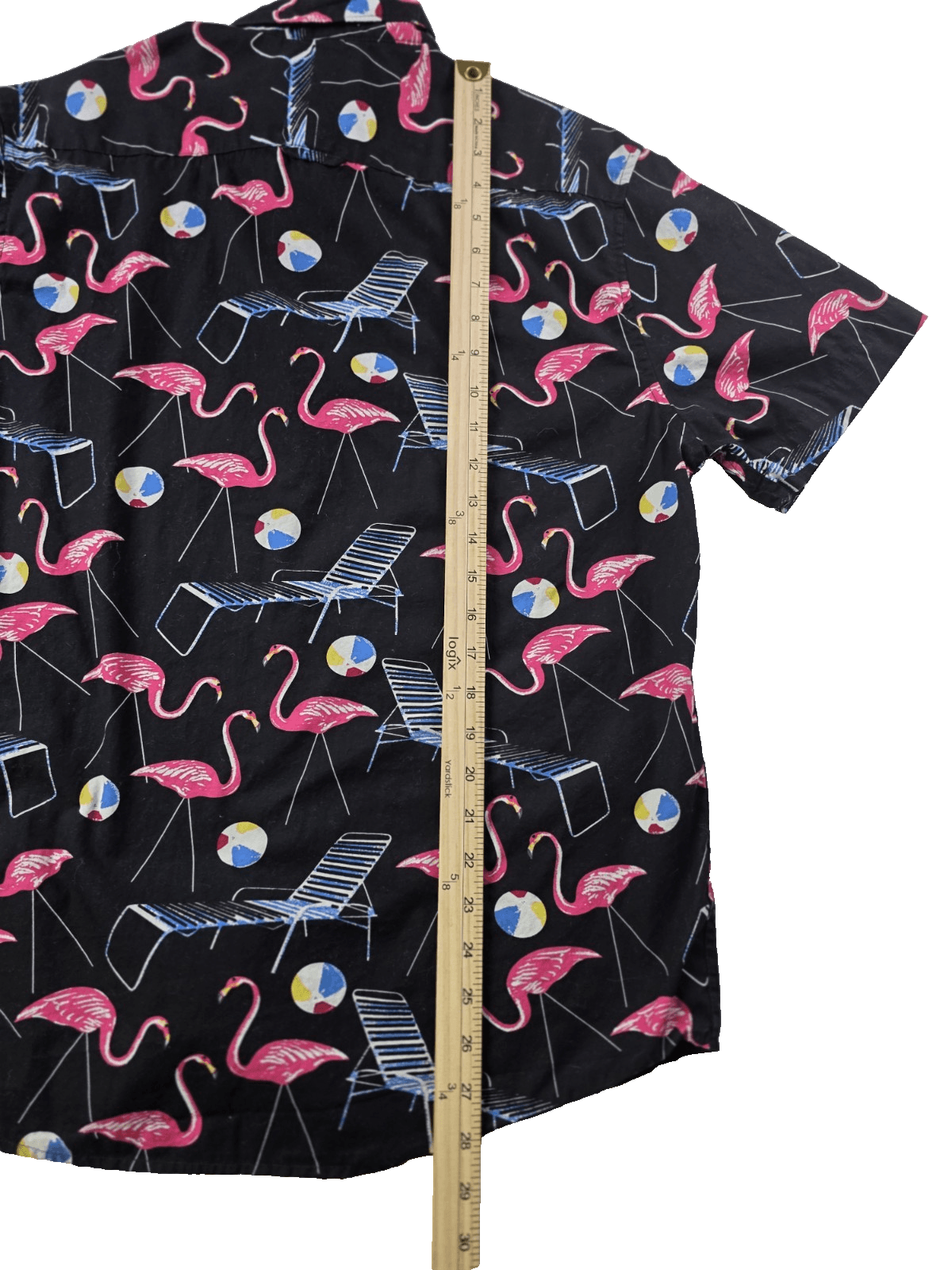 Denim and Flowers Men's Large Slim Fit Flamingo Beach Short Sleeve Shirt - Thumbnail 5