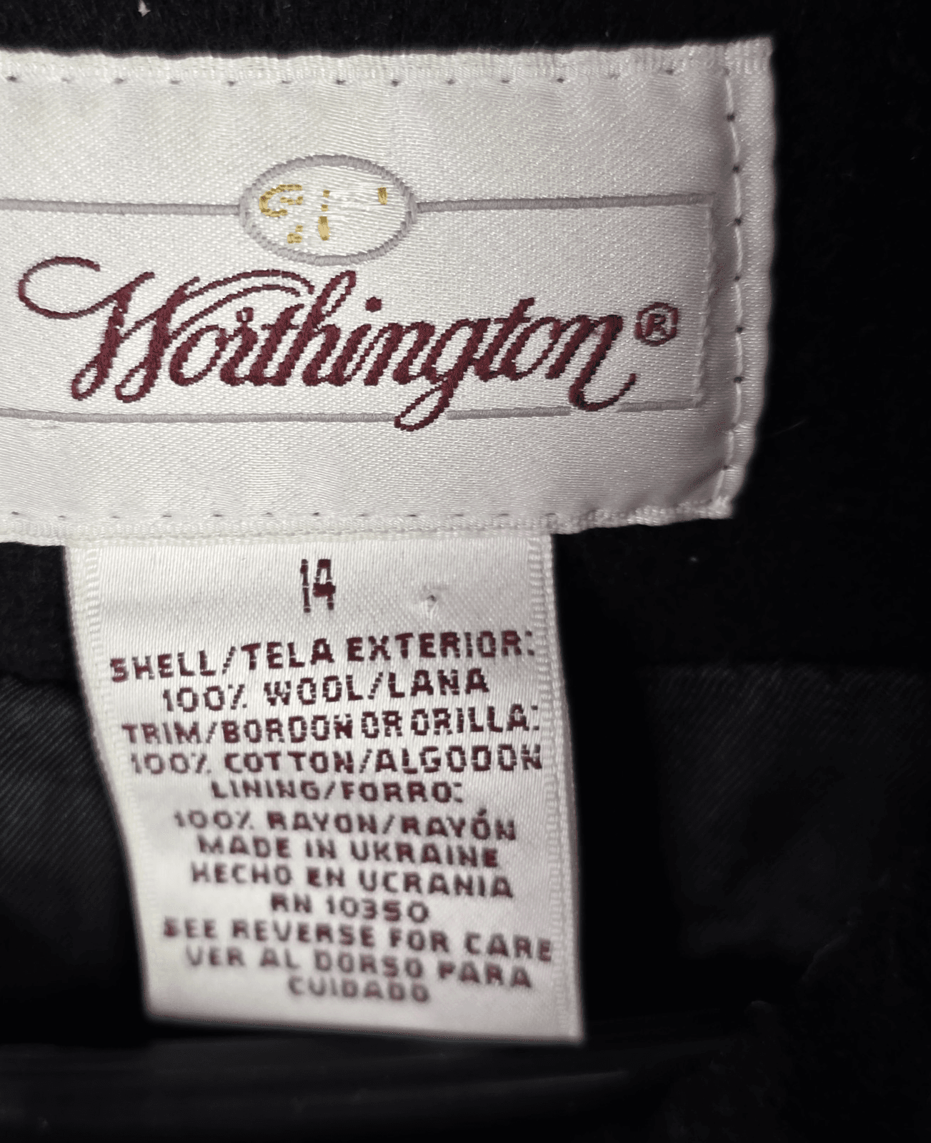 Worthington Women's 14 Black Wool Blend Coat - Thumbnail 3