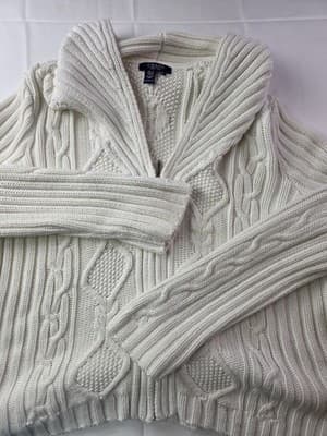 CHAPS Women's XL Ivory Cable-Knit Cowl Neck Sweater - Thumbnail 2