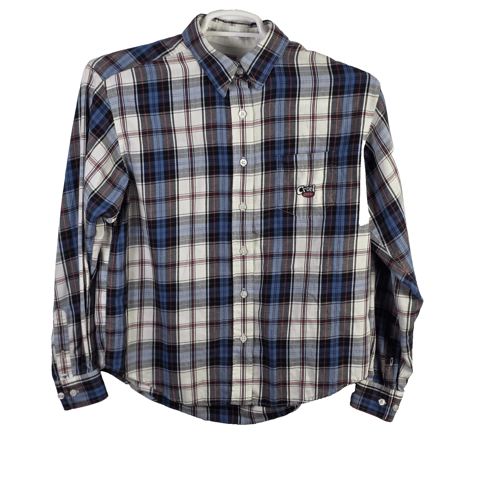 Cruel Girl Women's Medium Blue White Checkered Long Sleeve Button Down Shirt - Image 1