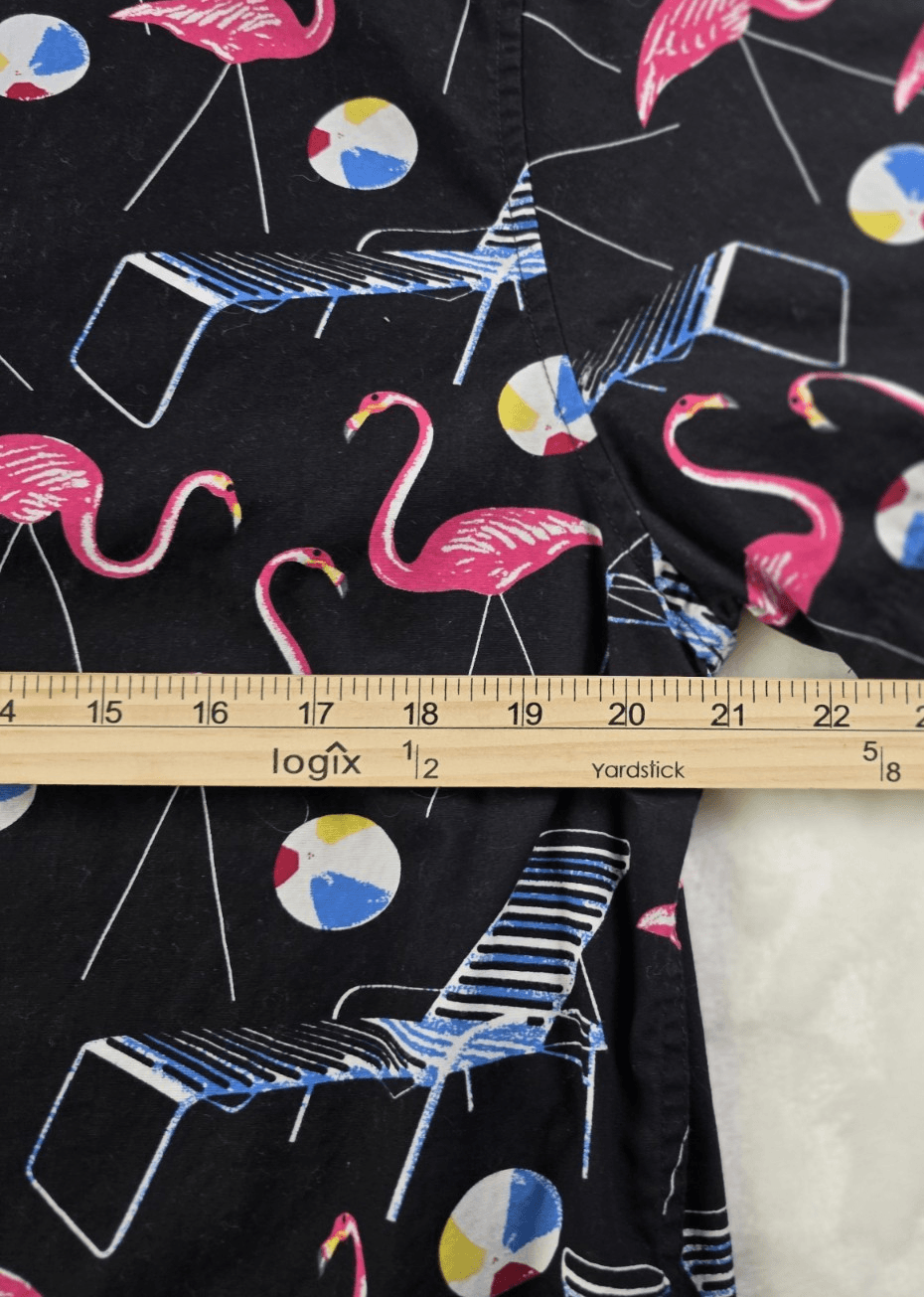 Denim and Flowers Men's Large Slim Fit Flamingo Beach Short Sleeve Shirt - Thumbnail 4