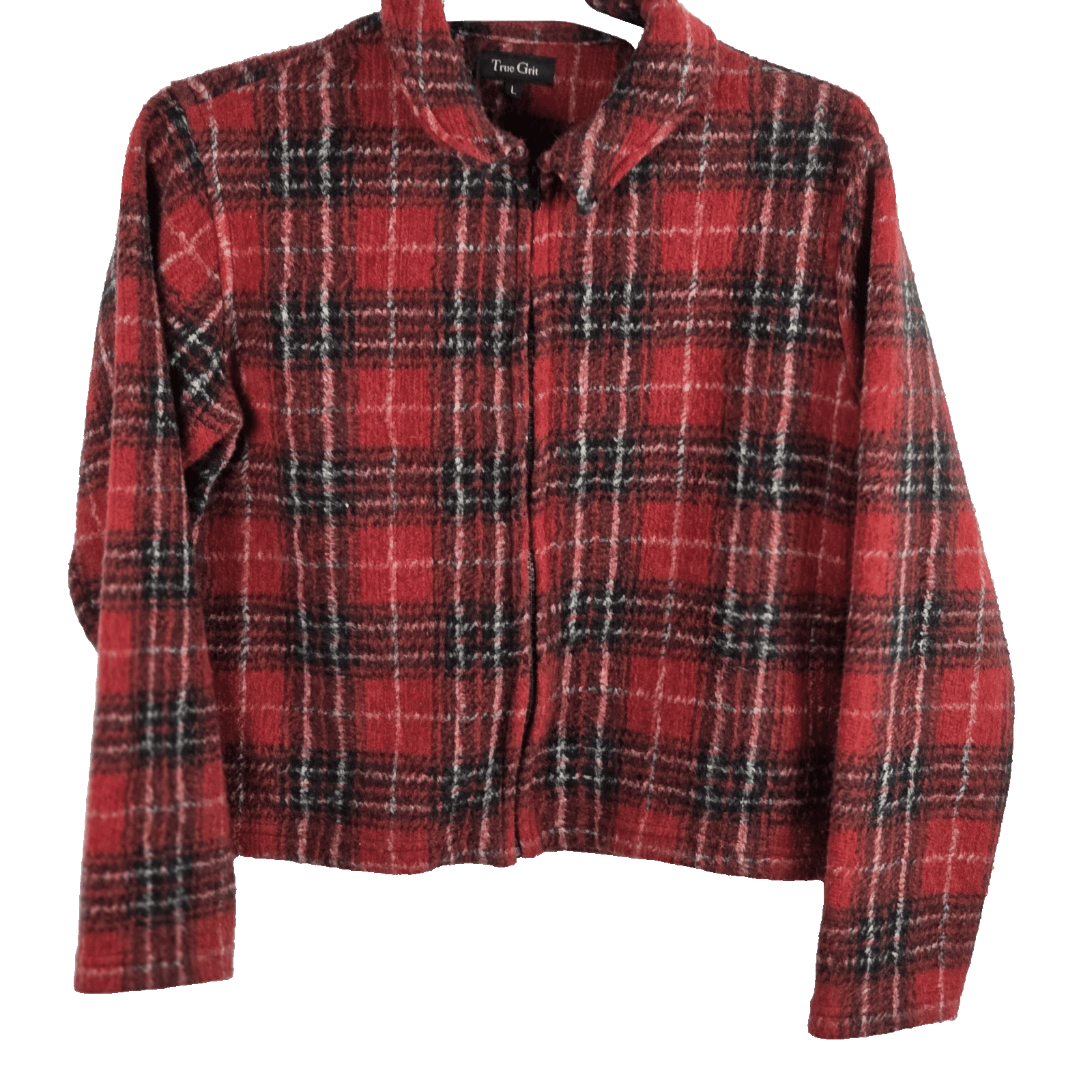 True Grit Women's Large Red Plaid Full Zip Jacket - Thumbnail 2