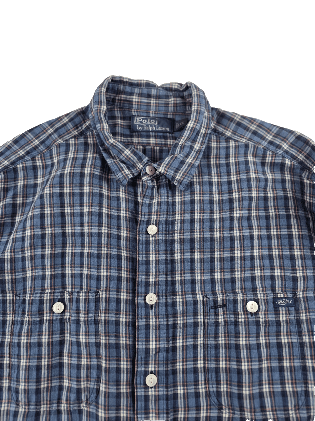Ralph Lauren Men's XL Blue Check Cotton & Linen Long Sleeve Casual Shirt - Thumbnail 2
