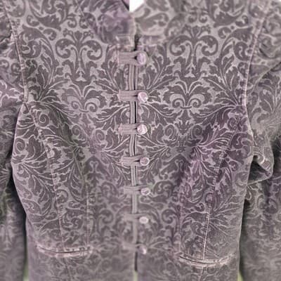 Ann Taylor Loft Women's 10 Purple Long Sleeve Button Front Cropped Jacket VGUC - Thumbnail 2