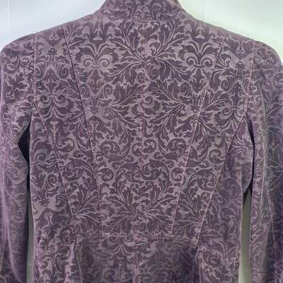Ann Taylor Loft Women's 10 Purple Long Sleeve Button Front Cropped Jacket VGUC - Thumbnail 6