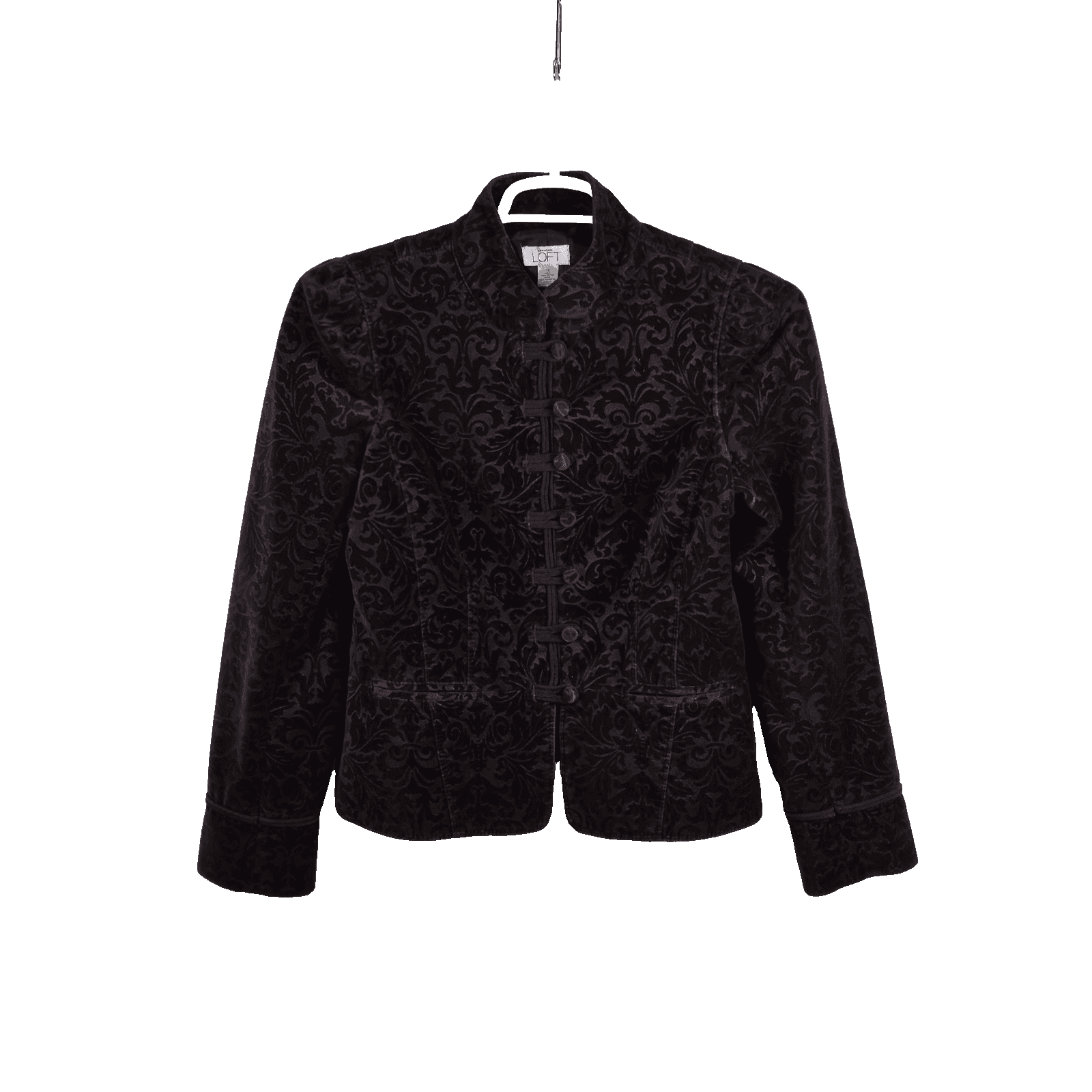 Ann Taylor Loft Women's 10 Purple Long Sleeve Button Front Cropped Jacket VGUC - Thumbnail 7