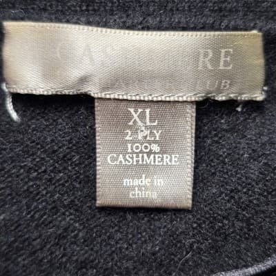 Charter Club Women's XL Black 100 % Cashmere V-Neck Sweater - Thumbnail 5