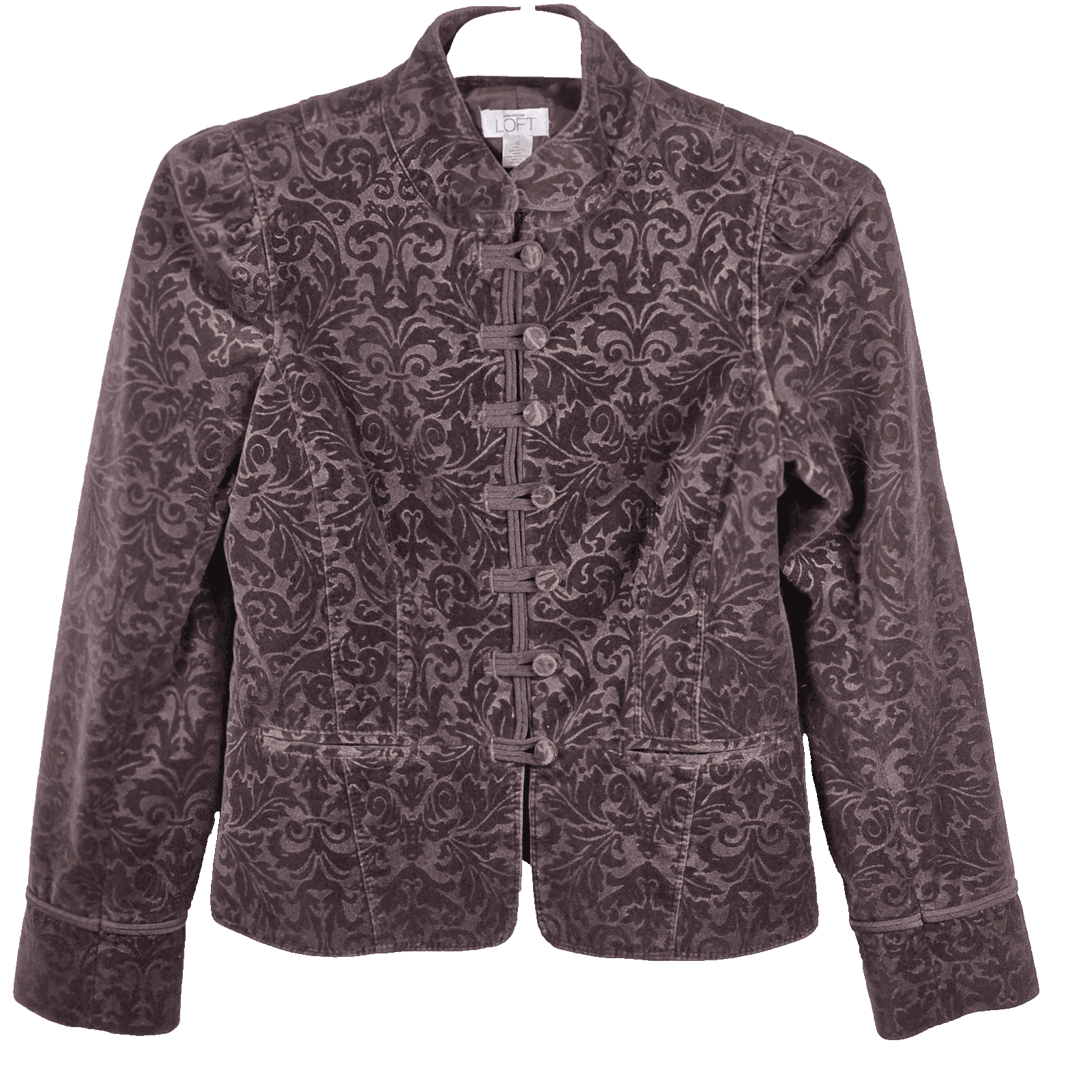 Ann Taylor Loft Women's 10 Purple Long Sleeve Button Front Cropped Jacket VGUC - Image 1