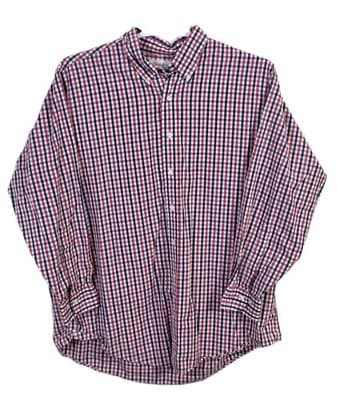 Brooks Brother's Men's 17 32/33 Red Blue Plaid Gingham Long Sleeve Button Up - Image 1