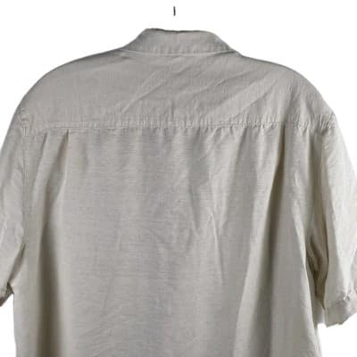 VTG Caribbean Men's Medium Ivory Silk Hawaiian Button Down Shirt - Thumbnail 8
