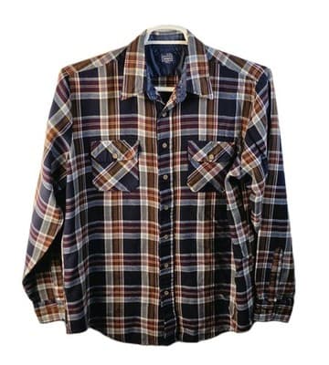 Vintage 80s Sears Men’s Large Tall Plaid Flannel Button Up Long Sleeve Shirt - Image 1