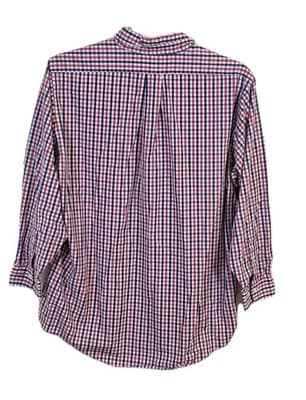 Brooks Brother's Men's 17 32/33 Red Blue Plaid Gingham Long Sleeve Button Up - Thumbnail 5