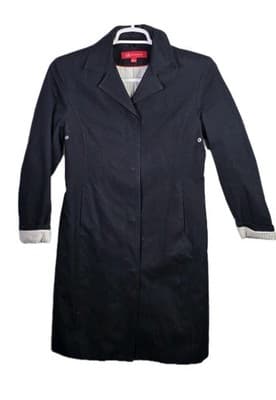 Anne Klein Women's Small Black Cotton Trench Coat - Image 1