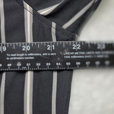 Denim and Flowers Men's Large Black W/White Stripes Button Down Shirt - Thumbnail 5