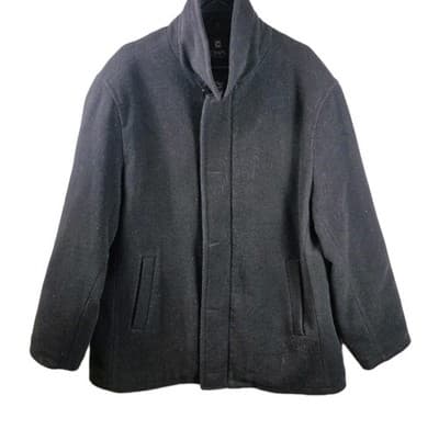 Chaps Men’s XL Black 80% Wool Blend Trench Coat - Image 1