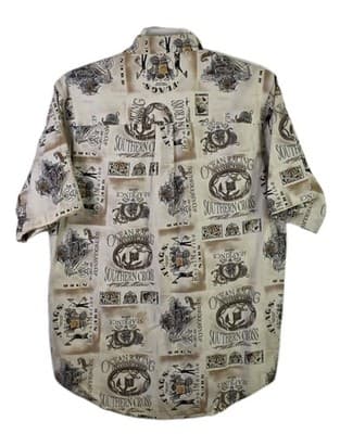 Vtg Roundtree & York Men's Medium Nautical Ocean Short Sleeve Button Down Shirt - Thumbnail 6