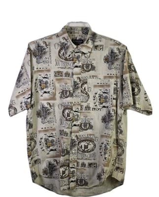 Vtg Roundtree & York Men's Medium Nautical Ocean Short Sleeve Button Down Shirt - Image 1
