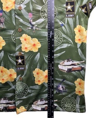 United States Military Men's Medium Hawaiian Floral Short Sleeve Shirt - Thumbnail 10