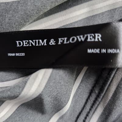 Denim and Flowers Men's Large Black W/White Stripes Button Down Shirt - Thumbnail 6