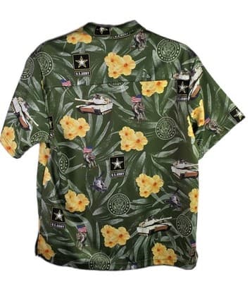 United States Military Men's Medium Hawaiian Floral Short Sleeve Shirt - Thumbnail 8