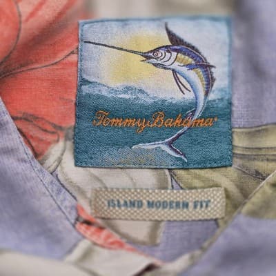 Tommy Bahama Shirt Mens XL Blue Floral Print Vintage Island Modern Fit Silk - Thumbnail 3