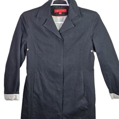 Anne Klein Women's Small Black Cotton Trench Coat - Thumbnail 2
