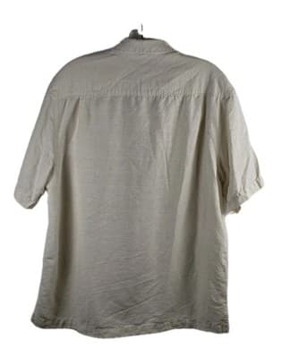 VTG Caribbean Men's Medium Ivory Silk Hawaiian Button Down Shirt - Thumbnail 9