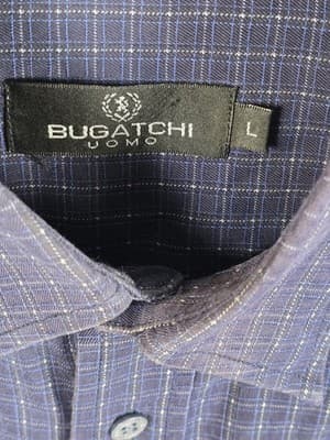 Bugatchi Men's Shirt Large Purple Gingham Long Sleeve Button Up Shirt - Thumbnail 3