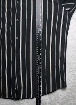Denim and Flowers Men's Large Black W/White Stripes Button Down Shirt - Thumbnail 8