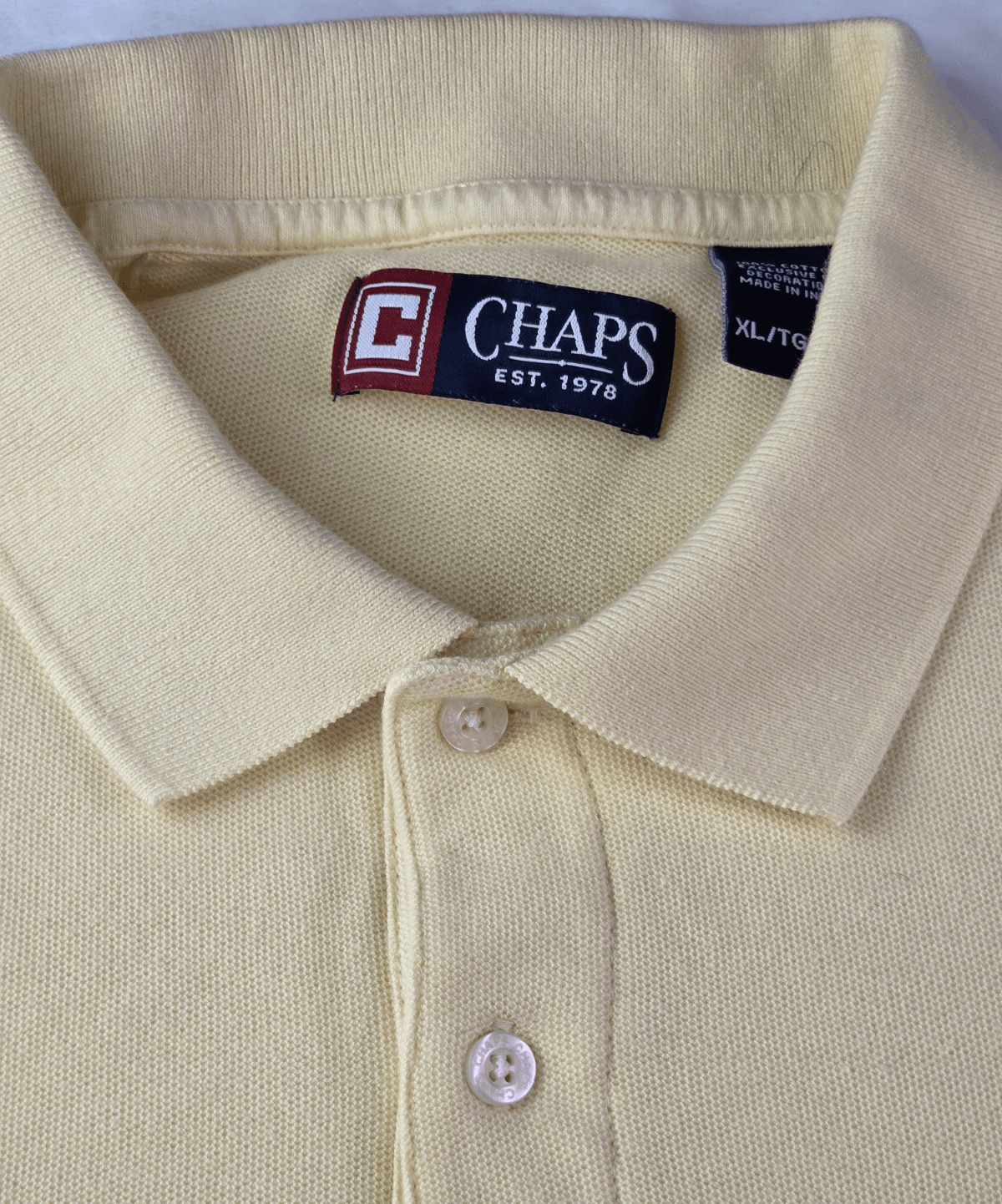 Chaps Men's XL Yellow Short Sleeve Polo Shirt - Thumbnail 2