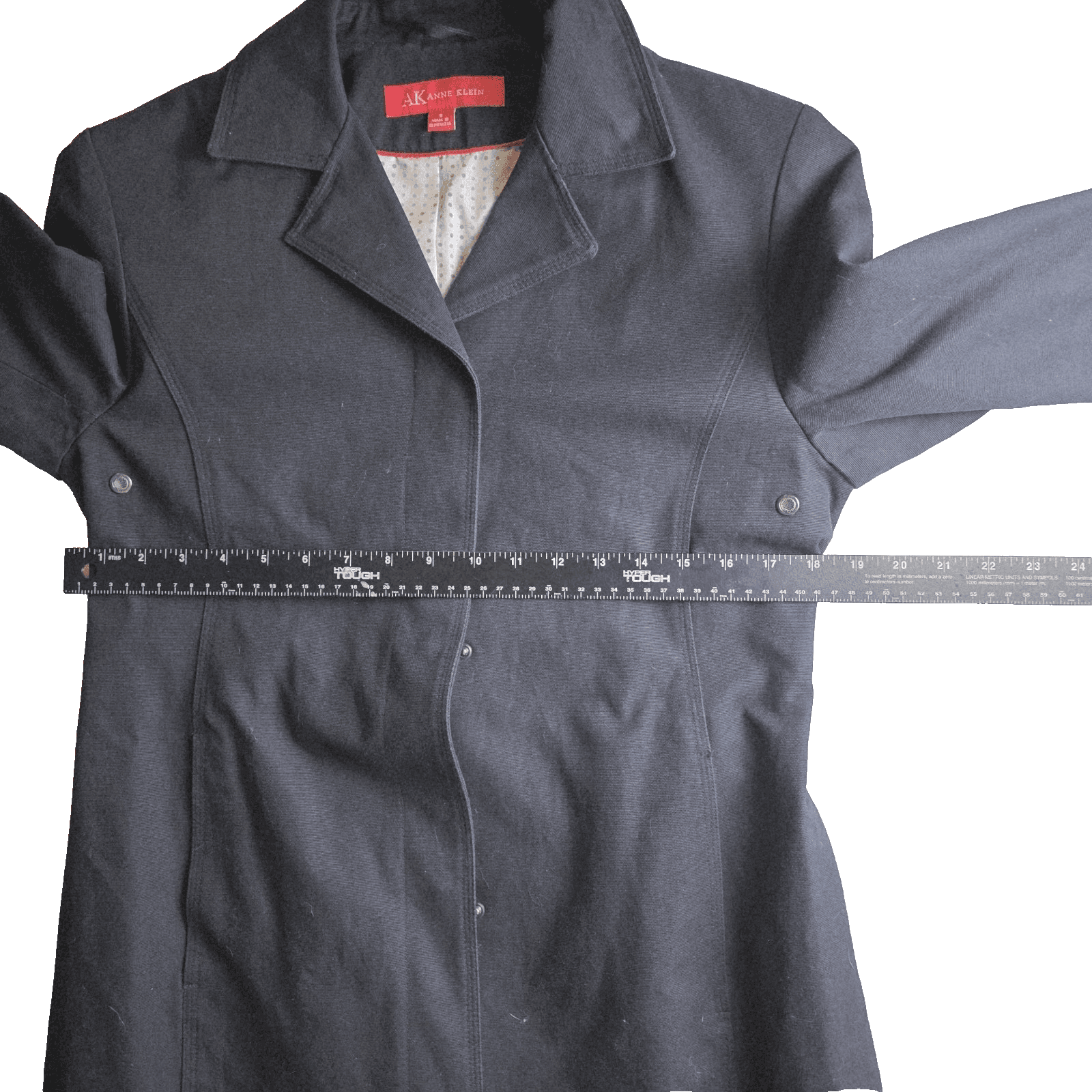 Anne Klein Women's Small Black Cotton Trench Coat - Thumbnail 6
