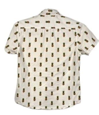 Denim & Flower Ricky Singh Men's Small Slim Fit Pineapples Short Sleeve Shirt - Thumbnail 6
