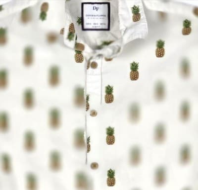 Denim & Flower Ricky Singh Men's Small Slim Fit Pineapples Short Sleeve Shirt - Thumbnail 2