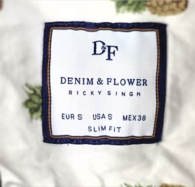 Denim & Flower Ricky Singh Men's Small Slim Fit Pineapples Short Sleeve Shirt - Thumbnail 3