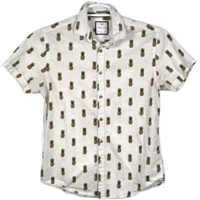 Denim & Flower Ricky Singh Men's Small Slim Fit Pineapples Short Sleeve Shirt - Image 1