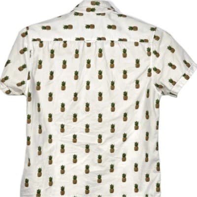 Denim & Flower Ricky Singh Men's Small Slim Fit Pineapples Short Sleeve Shirt - Thumbnail 5