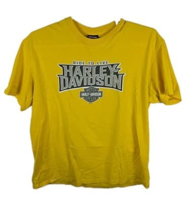 Harley Davidson Men's XL Yellow New Port Richey Florida Short Sleeve Shirt - Image 1