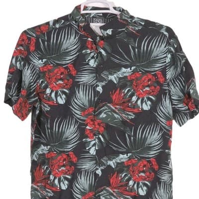 Denim & Flower Men's Large Floral Paisley Short Sleeve Button Up Shirt - Image 1