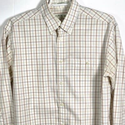 Orvis Mens Large Multicolor Windowpane Long Sleeve Button Down Shirt - Thumbnail 2