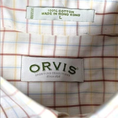 Orvis Mens Large Multicolor Windowpane Long Sleeve Button Down Shirt - Thumbnail 3