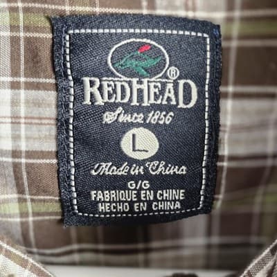 Red Head Men's Large Brown Multicolored Plaid Long Sleeve Button Up Shirt - Thumbnail 3